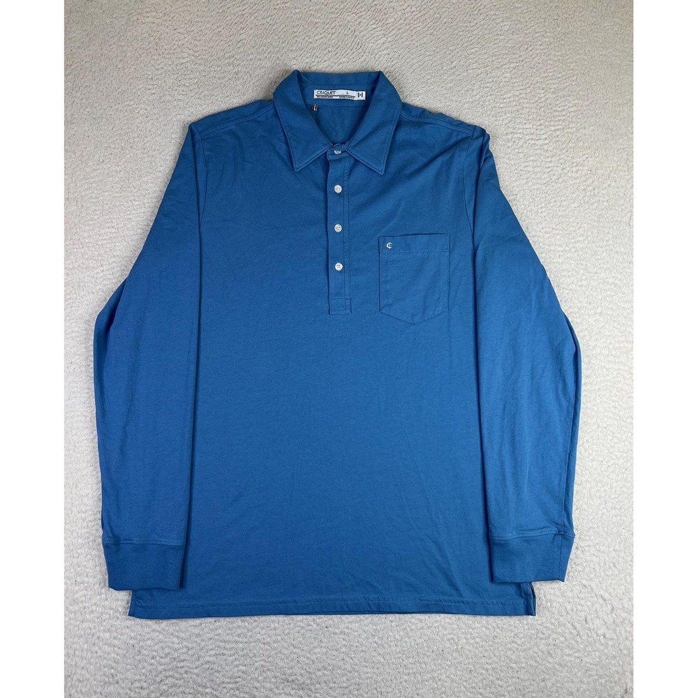 Criquet Long Sleeve Polo Shirt in Blue